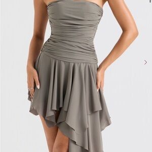 House of CB Strapless Taupe Dress